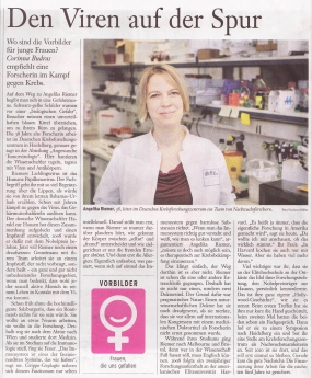 An article (in German) in the article series „Vorbilder – Frauen, die uns gefallen“ about Angelika Riemer and her work at DKFZ.