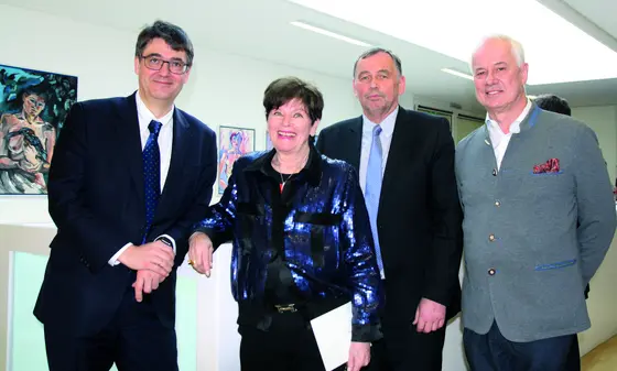v. l. n. r. Prof. Michael Baumann, die Künstlerin Richild von Holtzbrinck, Prof. Josef Puchta und der Laudator Prof. Alexander Bosse