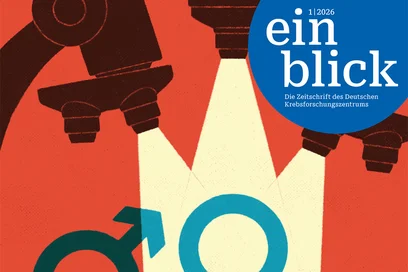 Das Cover einer Zeitschrift zeigt auf rotem Hintergrund zwei Symbole: ein männliches Symbol auf der linken Seite und ein weibliches Symbol auf der rechten Seite. Darüber steht der Titel "Gendermedizin: Der übersehene Unterschied" in großen Buchstaben. Oben links ist das Logo der Zeitschrift zu sehen.