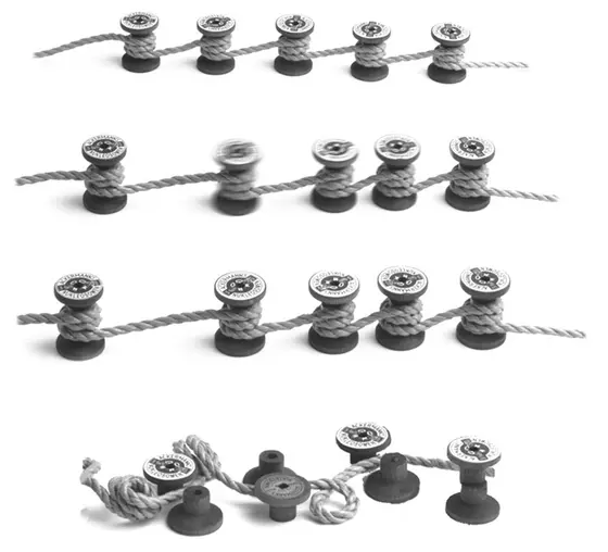 In the nucleus DNA is wound around proteins complexes, like a rope around spools, forming nucleosomes. By moving, or removing the nucleosomes, previously inaccessible regions of DNA become accessible. (Figure from Längst & Becker 2001, J. Cell Sci. 114, 2561-8, with kind approval of the publisher)